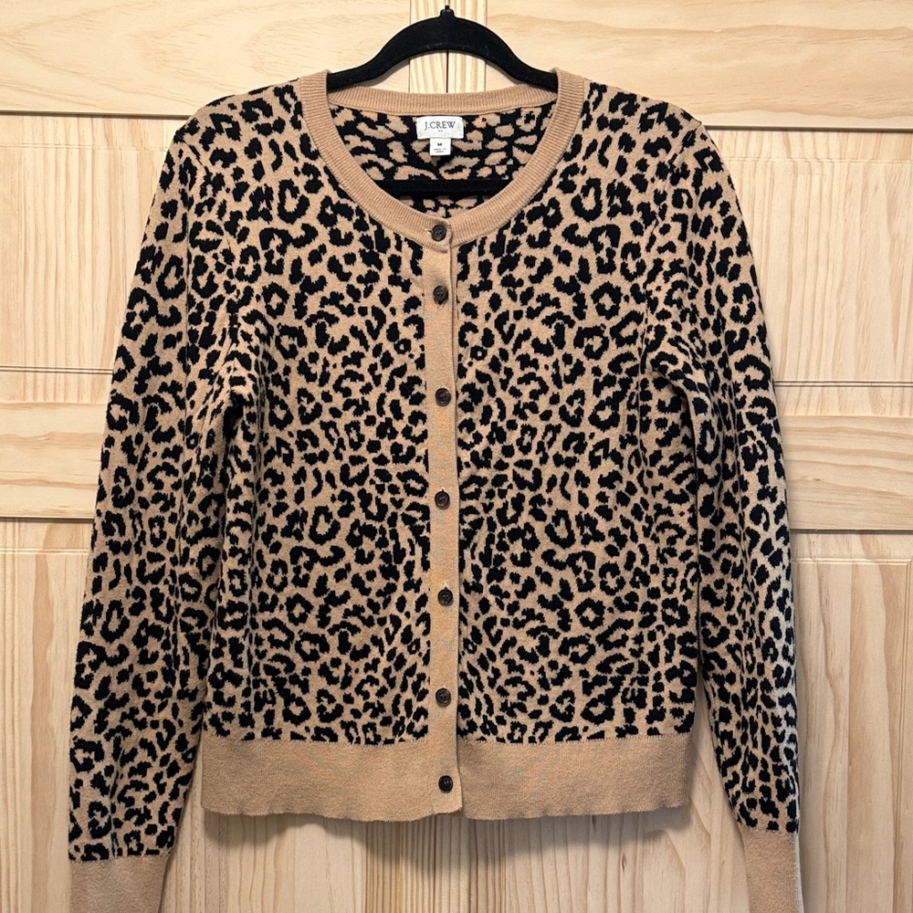 J. Crew Leopard Print Cardigan - Tan and Black